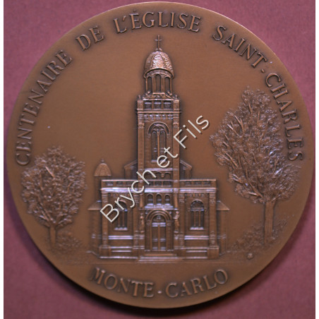 1883-1983 MONACO MEDAILLE CENTENAIRE EGLISE ST CHARLES Bronze