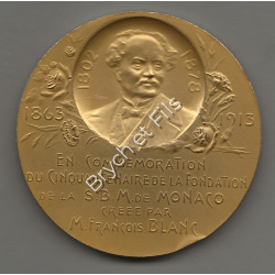 1863-1913 MONACO MEDAILLE CINQUANTENAIRE FONDATION SBM NOMINATIVE E. GIACCARDI BRONZE
