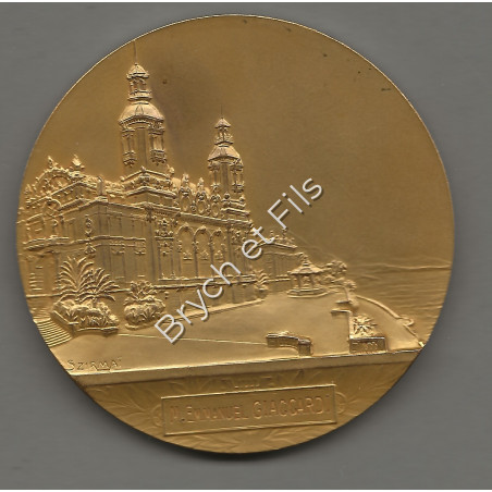 1863-1913 MONACO MEDAILLE CINQUANTENAIRE FONDATION SBM NOMINATIVE E. GIACCARDI BRONZE