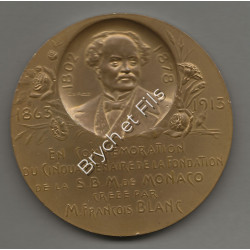 1863-1913 MONACO MEDAILLE CINQUANTENAIRE FONDATION SBM NOMINATIVE S. GARCON BRONZE