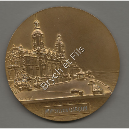 1863-1913 MONACO MEDAILLE CINQUANTENAIRE FONDATION SBM NOMINATIVE S. GARCON BRONZE