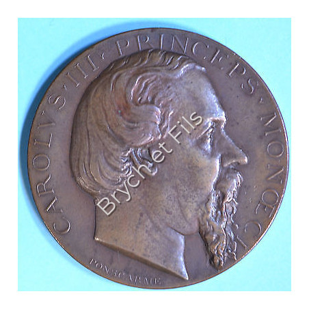 1875 MONACO MEDAILLE CONSTRUCTION DE LA CATHEDRALE SANS BOITE