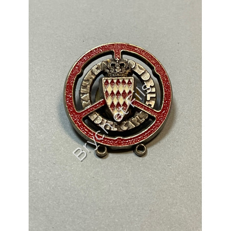 MONACO EPINGLETTE CHROME ET EMAILLE RALLYE MONTE CARLO CIRCA 1930