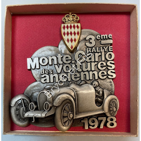 1978 MONACO BADGE PLAQUE CALANDRE EMAILLE 3e RALLYE MONTE CARLO VOITURES ANCIENNES