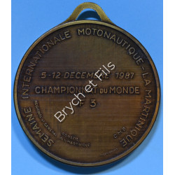 FRANCE MEDAILLE MOTONAUTISME MARTINIQUE 1987 BRONZE SUPERBE