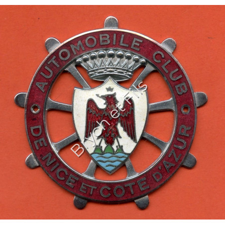 BADGE AUTOMOBILE "AUTOMOBILE CLUB DE NICE ET COTE D'AZUR"