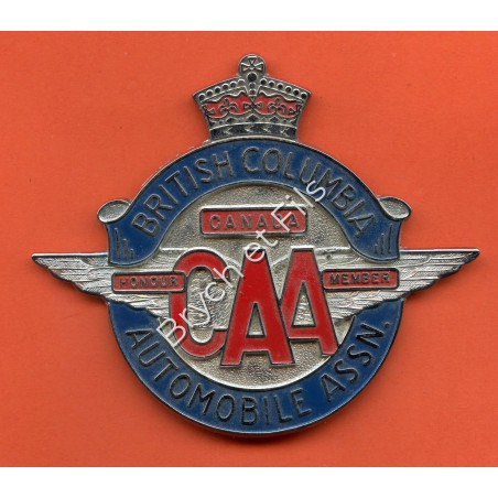 BADGE AUTOMOBILE "BRITISH COLUMBIA AUTOMOBILE ASSN"