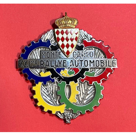 1951 MONACO BADGE PLAQUE CALANDRE EMAILLEE XXIe RALLYE MONTE CARLO