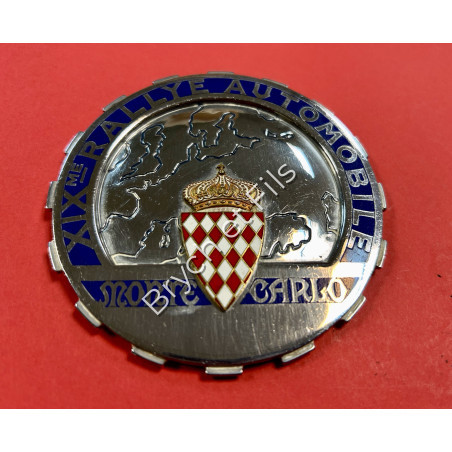 1949 MONACO XIXe RALLYE MONTE-CARLO PLAQUE DE CALANDRE EMAILLEE