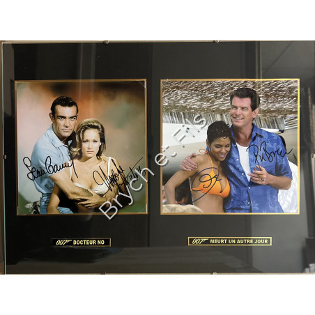 Ensemble de 2 photos "HALLE BERRY-PIERCE BROSNAN-SEAN CONNERY-URSULA ANDRESS"  4 dédicaces