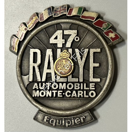 1979 MONACO BADGE ENAMELLED PLAQUE 47th RALLY MONTE CARLO
