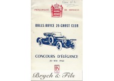 Programme Rolls Royce concours d'élégance Monte-Carlo  1962