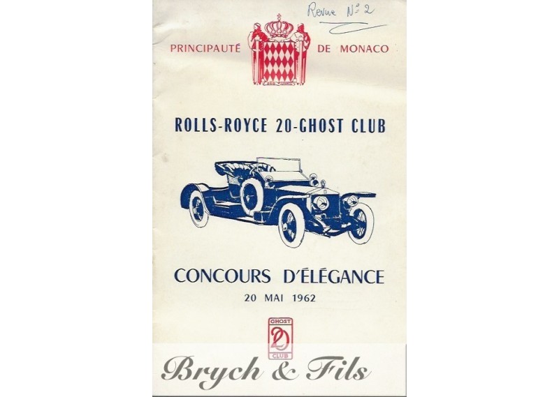 Programme Rolls Royce concours d'élégance Monte-Carlo  1962