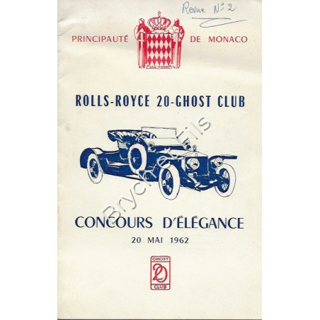 Programme Rolls Royce concours d'élégance Monte-Carlo  1962