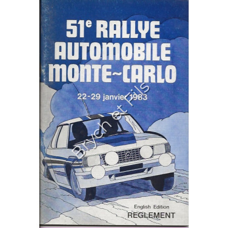 1983 Réglement du  RALLYE de MONTE-CARLO en anglais
