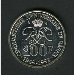 100 Francs Argent de Monaco de 1999 50ème Anniversaire de Règne