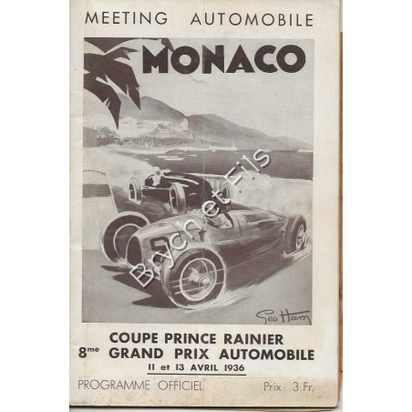 Programme Grand Prix Monaco 1934