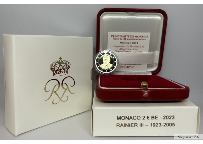 Monaco 2023 BE 2 euro Centenaire du Prince Rainier III