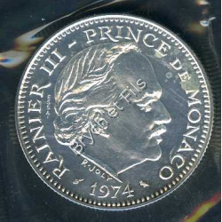 5 FRANCS MONACO 1974 ESSAI ARGENT