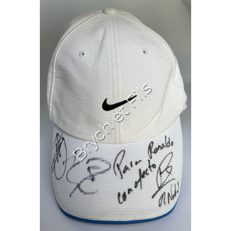 Cap signed by Djokovic, Nadal, Federer