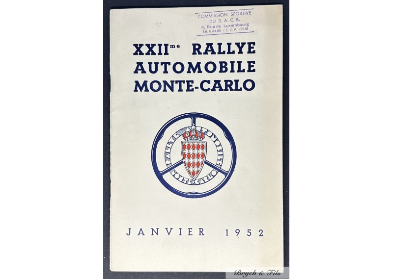 1952 Regulations Monte-Carlo Rallye 