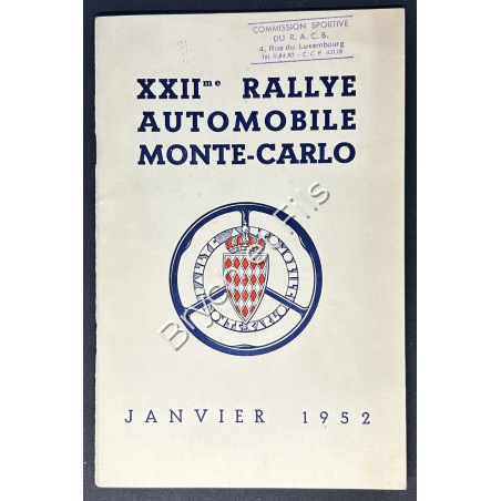 1952 Regulations Monte-Carlo Rallye 
