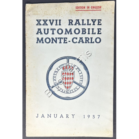 1957 Réglement XXVIIè  RALLYE de MONTE-CARLO 