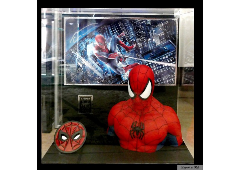 "SPIDER MAN"signed photo, bust and logo