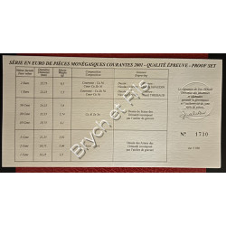 MONACO. 2001  COFFRET BE. 8 PIECES