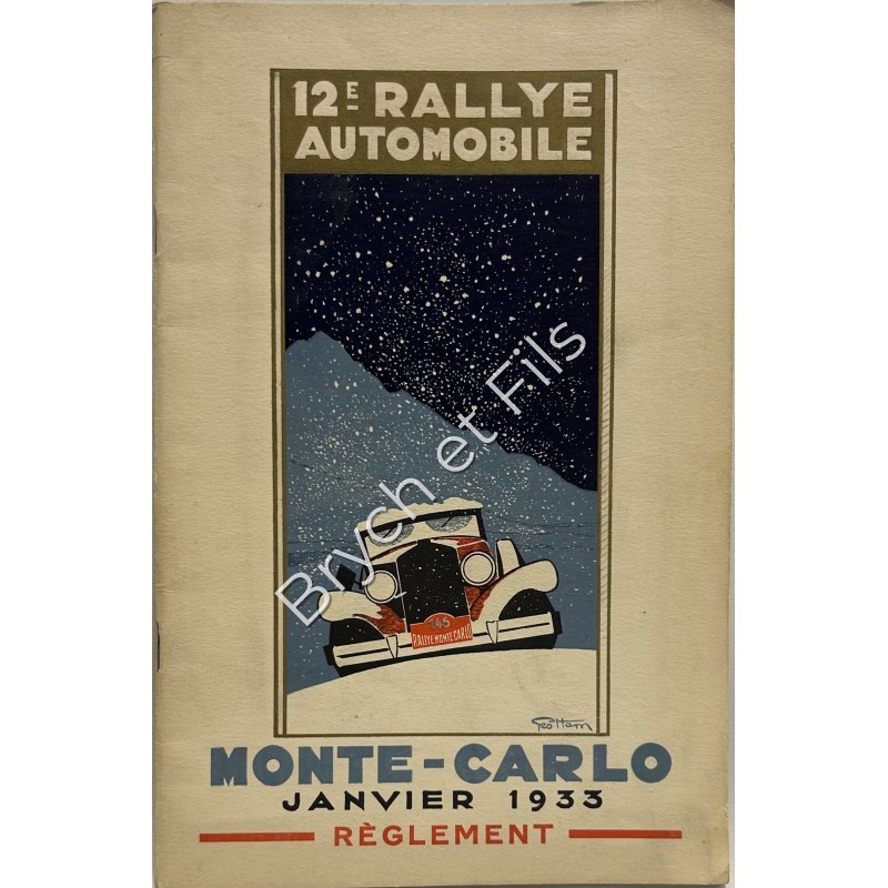 1933 REGLEMENT 12ème RALLYE MONTE CARLO