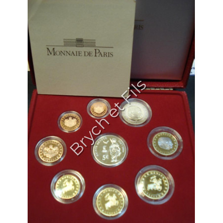 Monaco 2004 BE coffret 9 pièces  2 euro à 1 ct + 5 euro argent Sainte Dévote