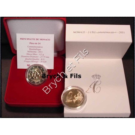 Monaco 2011 BU 2 euro mariage Prince  Albert II et Mlle Charlène Wittstock