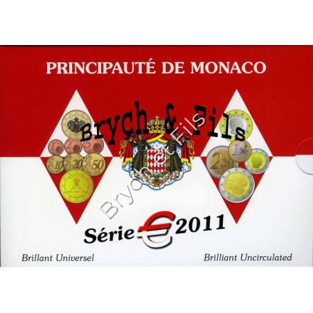 Monaco 2011 BU coffret 9 pièces 2 euro à 1 ct + 2 euro mariage